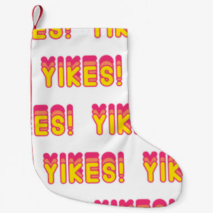 Seamless pattern with “Yikes!” words. Vintage Small Christmas Stocking