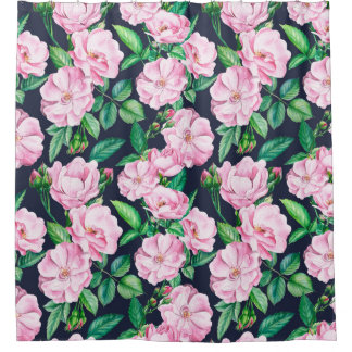 Seamless patterns of branches of roses, buds and l