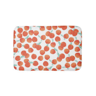 Seamless peach fruits, summer pattern. bath mat