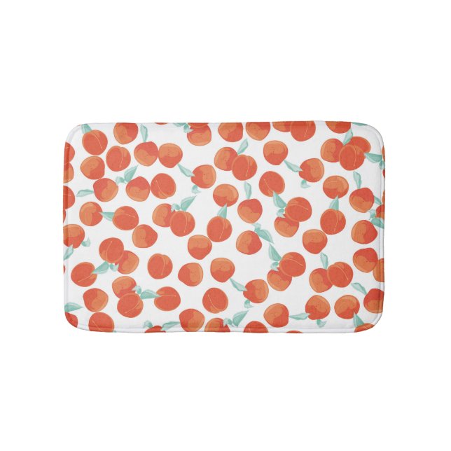 Seamless peach fruits, summer pattern. bath mat (Front)