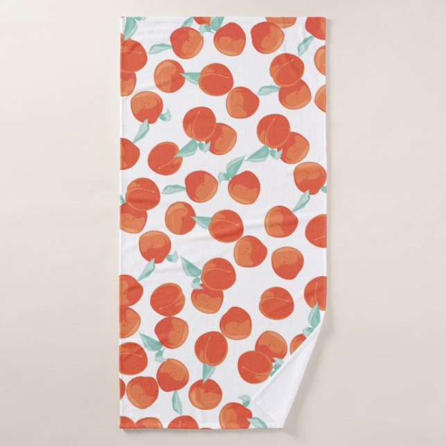 Seamless peach fruits, summer pattern. bath towel (Bath Towel)