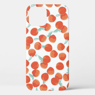 Seamless peach fruits, summer pattern. iPhone 12 case