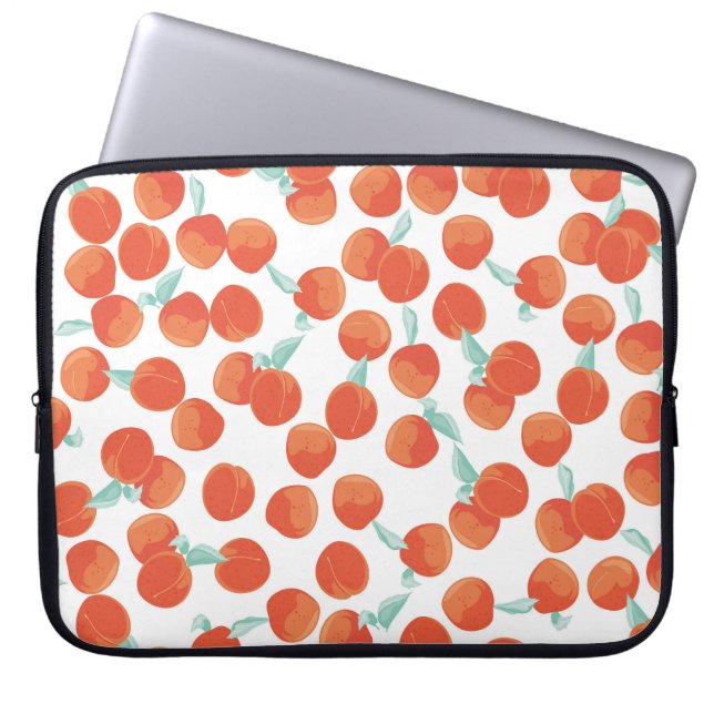 Seamless peach fruits, summer pattern. laptop sleeve (Front)