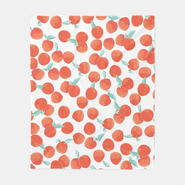 Seamless peach pattern with fruits background. Sum Fleece Blanket (Front)