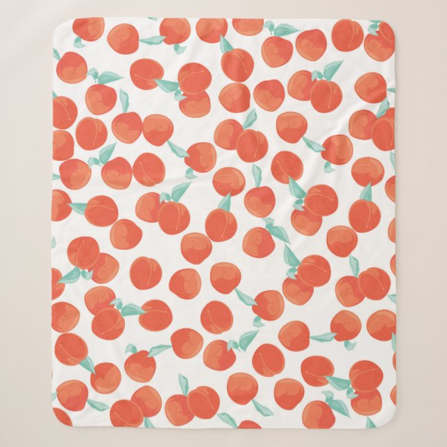 Seamless peach pattern with fruits background. Sum Sherpa Blanket (Front)