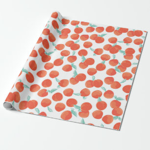 Seamless peach pattern with fruits background. Sum Wrapping Paper