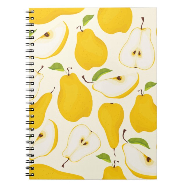 Seamless pear pattern. Different pears whole fruit Notebook (Front)