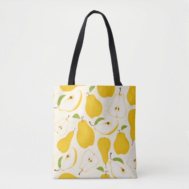Seamless pear pattern. Different pears whole fruit Tote Bag (Front)
