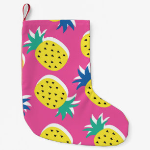seamless pineapple fruit crazy colours pattern. C Small Christmas Stocking