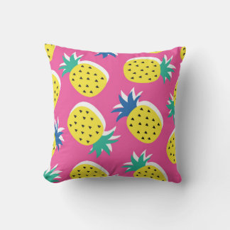  seamless pineapple fruit crazy colours pattern. C Throw Pillow