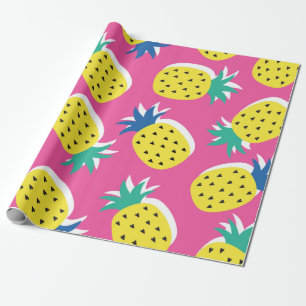 seamless pineapple fruit crazy colours pattern. C Wrapping Paper