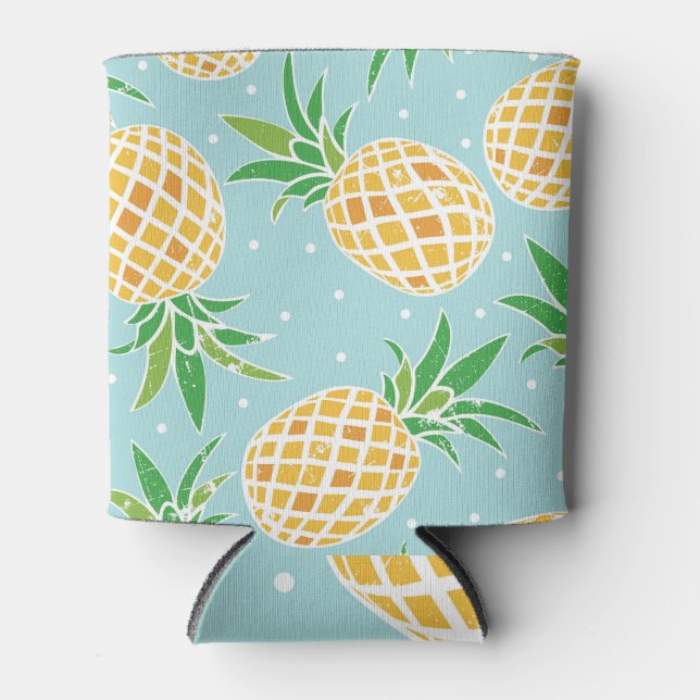 Seamless Pineapple Pattern Tropical Print Can Cooler (Front)