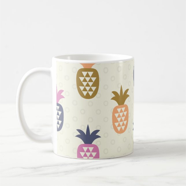Seamless Pineapples Vintage Pattern Design Coffee Mug (Left)