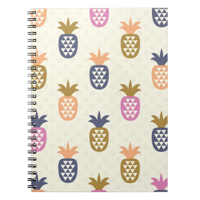 Seamless Pineapples Vintage Pattern Design Notebook (Front)