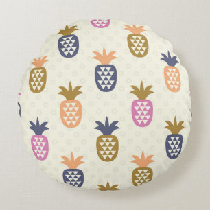 Seamless Pineapples Vintage Pattern Design Round Pillow