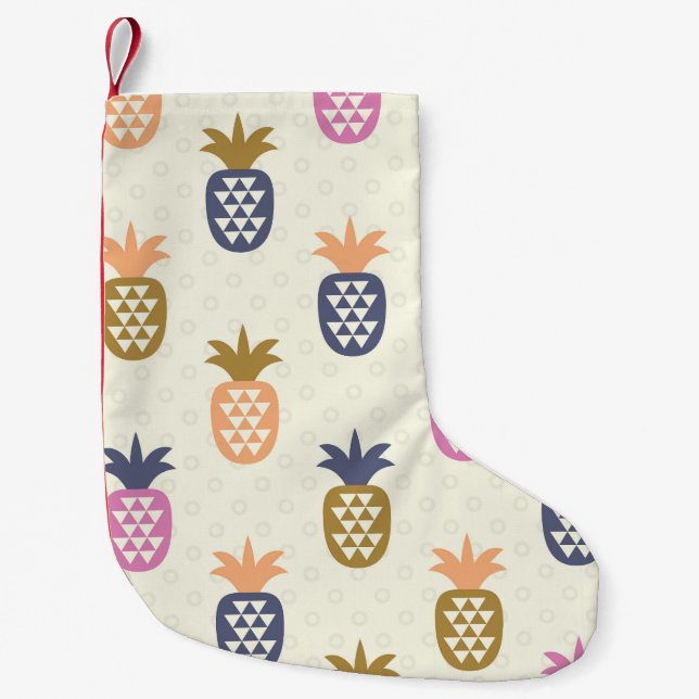 Seamless Pineapples Vintage Pattern Design Small Christmas Stocking (Front)