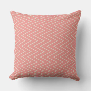 Seamless Pink and White Zigzag Pattern Throw Pillow