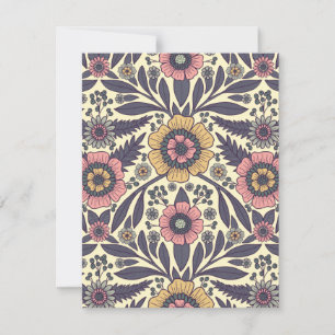 Seamless Pink & Blue Floral Pattern Card