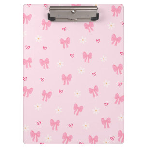 Seamless Pink Bow and Floral Pattern – Cute Girly  Clipboard