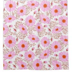 Seamless pink daisy flower vintage pattern on whit
