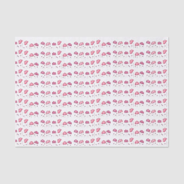 Seamless pink small flower. Cute and sweet design Tissue Paper (Front)