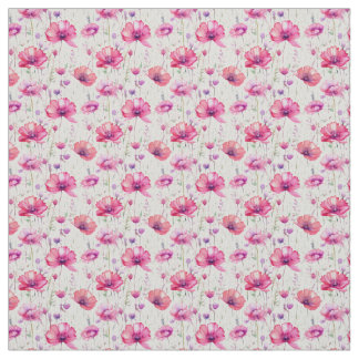Seamless Pink Watercolor Wildflowers Fabric