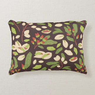 Seamless pistachio pattern with nuts, shells, bran accent pillow