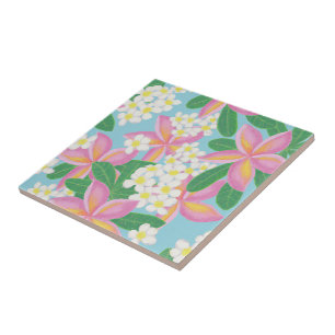 Seamless plumeria Pattern art print Tile