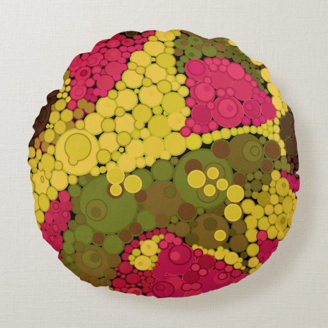 Seamless pointillism hand painted circles round sh pillow (Front)