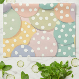 Seamless Polka Dot Pattern in Pastel Colours Kitchen Towel