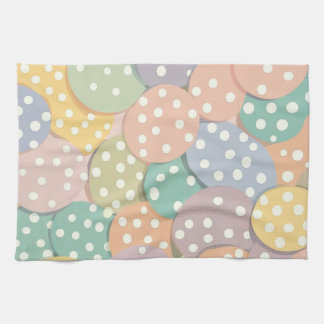 Seamless Polka Dot Pattern in Pastel Colours Kitchen Towel