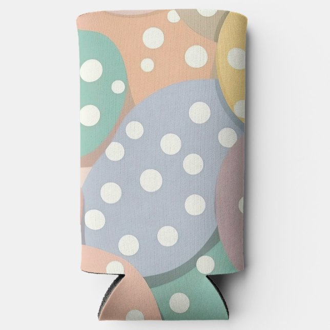 Seamless Polka Dot Pattern in Pastel Colours Seltzer Can Cooler (Front)