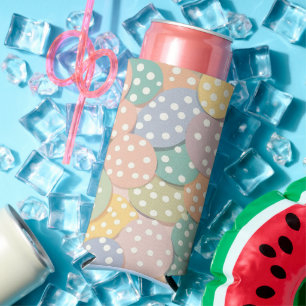 Seamless Polka Dot Pattern in Pastel Colours Seltzer Can Cooler