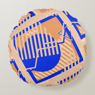 Seamless Pop Art Pattern. Abstract Color Texture w Round Pillow
