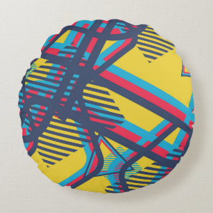 Seamless Pop Art Pattern. Abstract Colour Texture Round Pillow