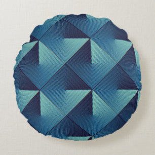 Seamless pop art pattern of lined rhombuses round pillow