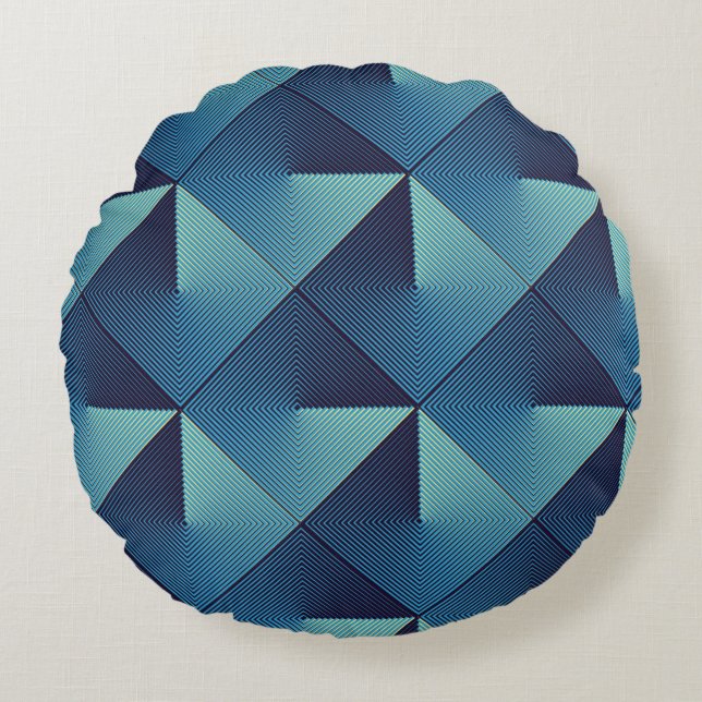 Seamless pop art pattern of lined rhombuses round pillow (Front)
