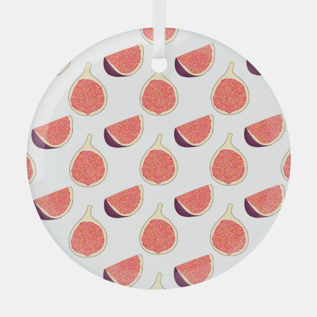 Seamless purple fig: colourful pattern glass ornament (Front)