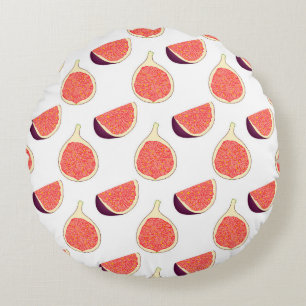 Seamless purple fig: colourful pattern round pillow