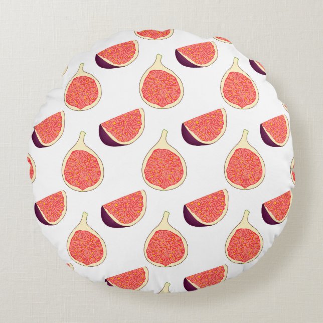 Seamless purple fig: colourful pattern round pillow (Front)
