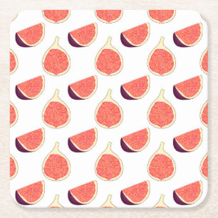 Seamless purple fig: colourful pattern square paper coaster