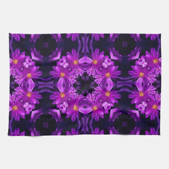 Seamless purple flowers kitchen towel (Horizontal)
