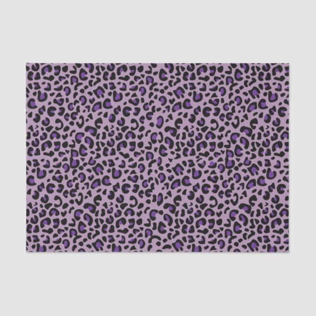 Seamless Purple Jaguar Wild Cat Animal Print Tissue Paper (Front)