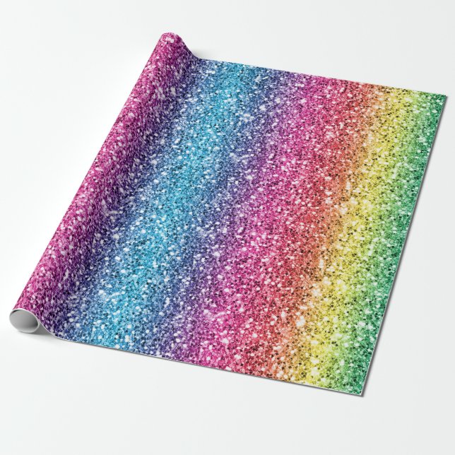 Seamless Rainbow Glitter-10 Wrapping Paper (Unrolled)