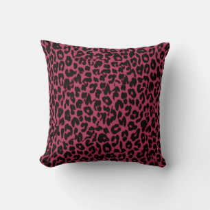 Seamless red animal skin texture of leopard throw pillow