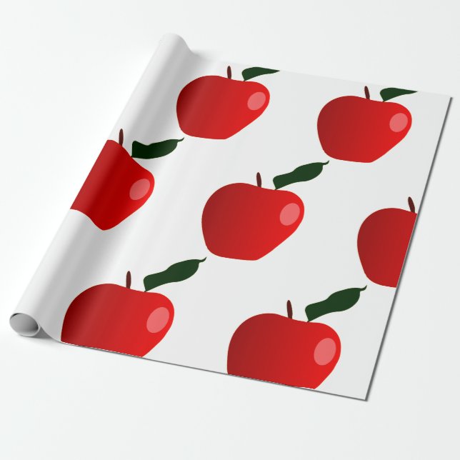 Seamless Red Apple Background Wrapping Paper (Unrolled)