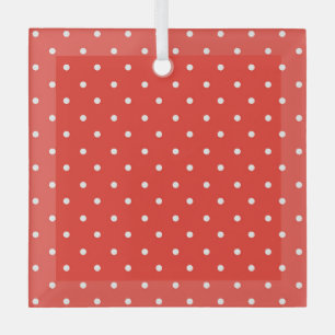 Seamless red background polka dot pattern glass ornament