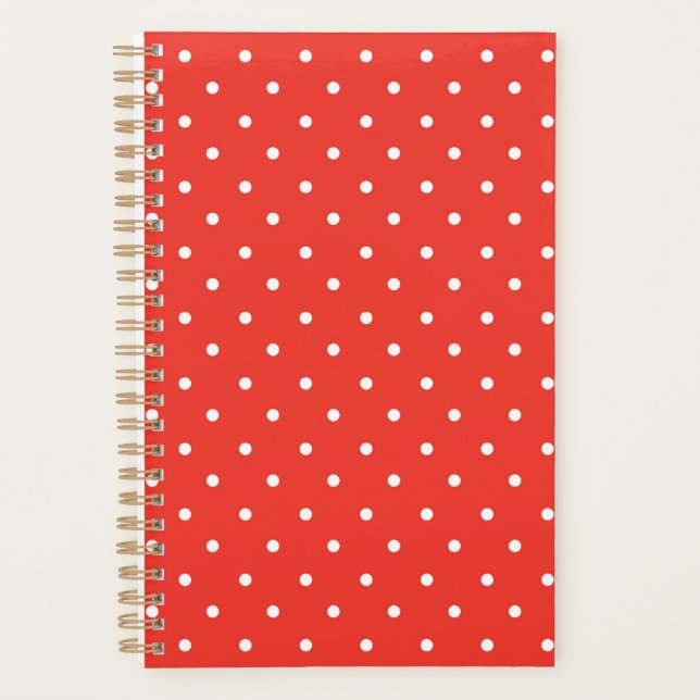 Seamless red background polka dot pattern planner (Front)