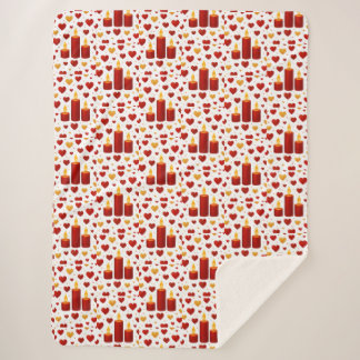 "Seamless Red & Gold Candlelight Hearts Pattern –  Sherpa Blanket
