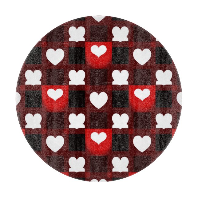 Seamless Red Heart Pattern Background Cutting Board (Front)